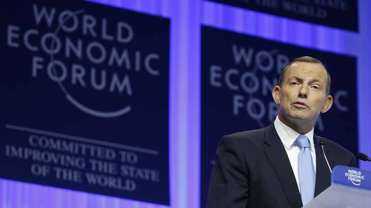 Prime Minister Tony Abbott has attacked Labor's stimulus spending during the GFC in his speech to the World Economic Forum in Davos, Switzerland. Photo: Jason Alden/Bloomberg