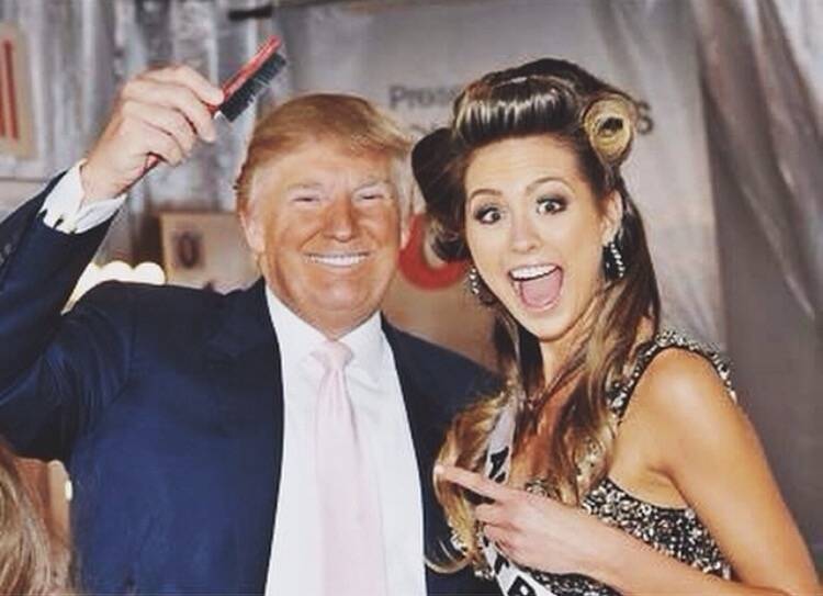 Former Miss Universe pageant owner and presumptive Republican Presidential candidate Donald Trump with 2010's Miss Congeniality Jesinta Campbell. Photo: Instagram