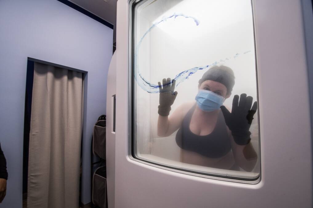 Temperatures in the cryosauna get down to -165C. Photo: Karleen Minney 