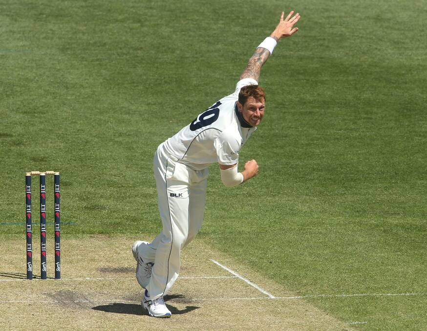 Off the pace: Victoria's James Pattinson failed to claim a wicket on day two at the Blundstone Arena in Hobart. Photo: AAP