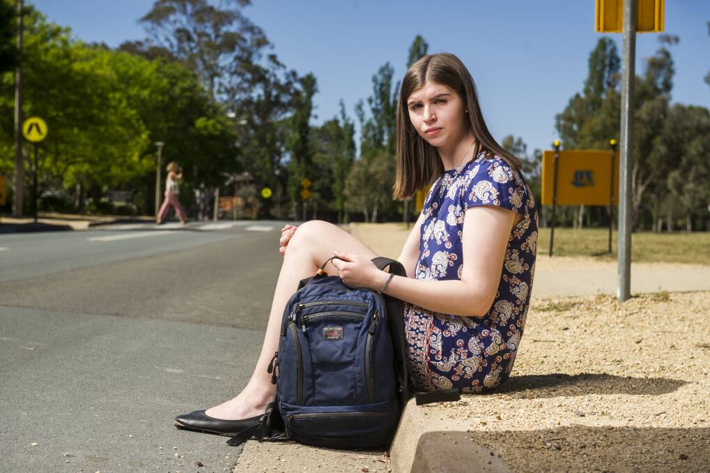 ANU student Nathalie Johnstone is concerned about the loss of an important bus service at ANU.  Photo:  Dion Georgopoulos