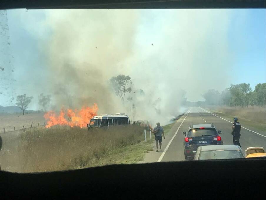 A minivan and trailer have been destroyed in a grass fire in Marlborough. Photo: Gemarose Sorgenfrei