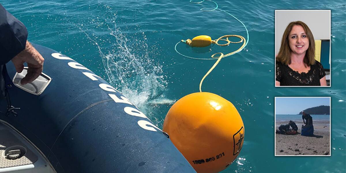 Shark control equipment is deployed after Justine Barwick (top right) and Hannah Papps were attacked by sharks in the Whitsundays. Photo: Supplied
