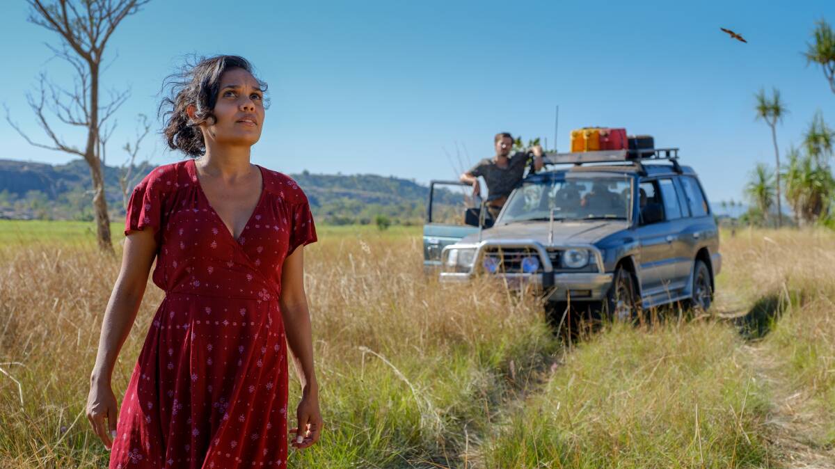 Miranda Tapsell and Gwilym Lee in a scene from <i>Top End Wedding</i>. Photo: Supplied