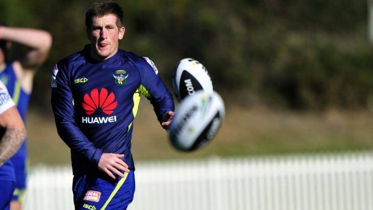 Josh McCrone at Raiders training on Monday. He has signed with the club for the next two seasons, Photo: Melissa Adams