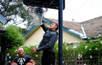 Nick Kyrgios plays basketball with his brother Christos. Photo: Melissa Adams