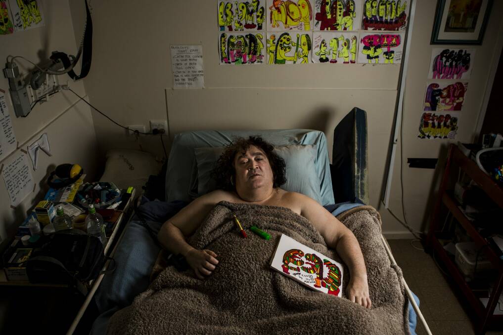 Police shooting victim Jonathan Crowley is still waiting for the Asbestos Taskforce to move him out of his Mr Fluffy affected public housing apartment. Photo: Jamila Toderas