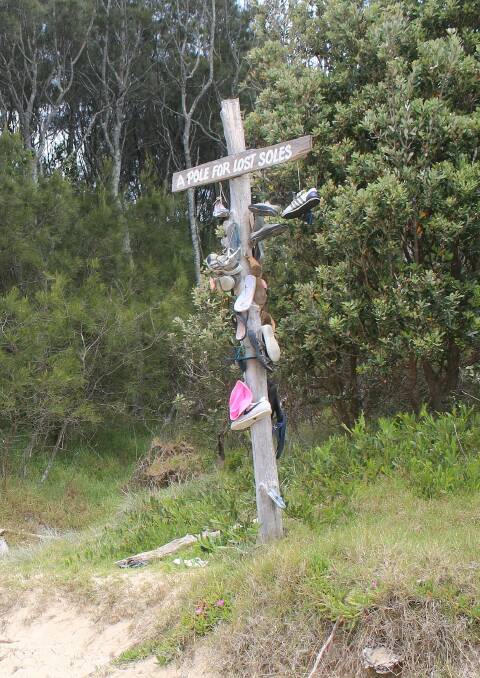 Moruya's 'pole for lost soles' Photo: Cathy Breen