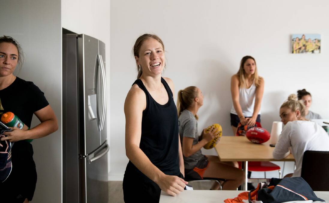 The game's on the line: The Giant's women's interstate players are making life in a Condell Park duplex work. Photo: Janie Barrett