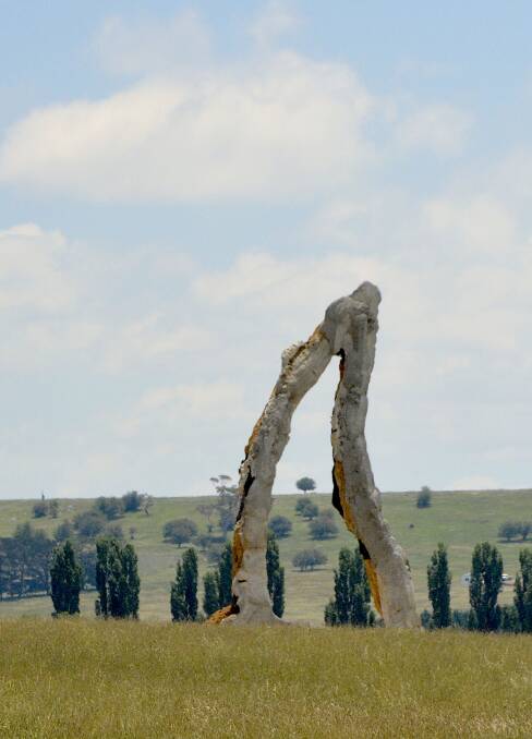 The giant jaw-like sculpture in the grounds of Mona Farm, just outside Braidwood. Photo: Tim the Yowie Man