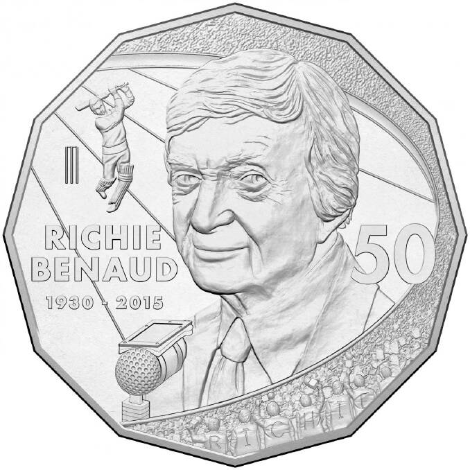 The Richie Benaud 50 cent coin. Photo: Supplied