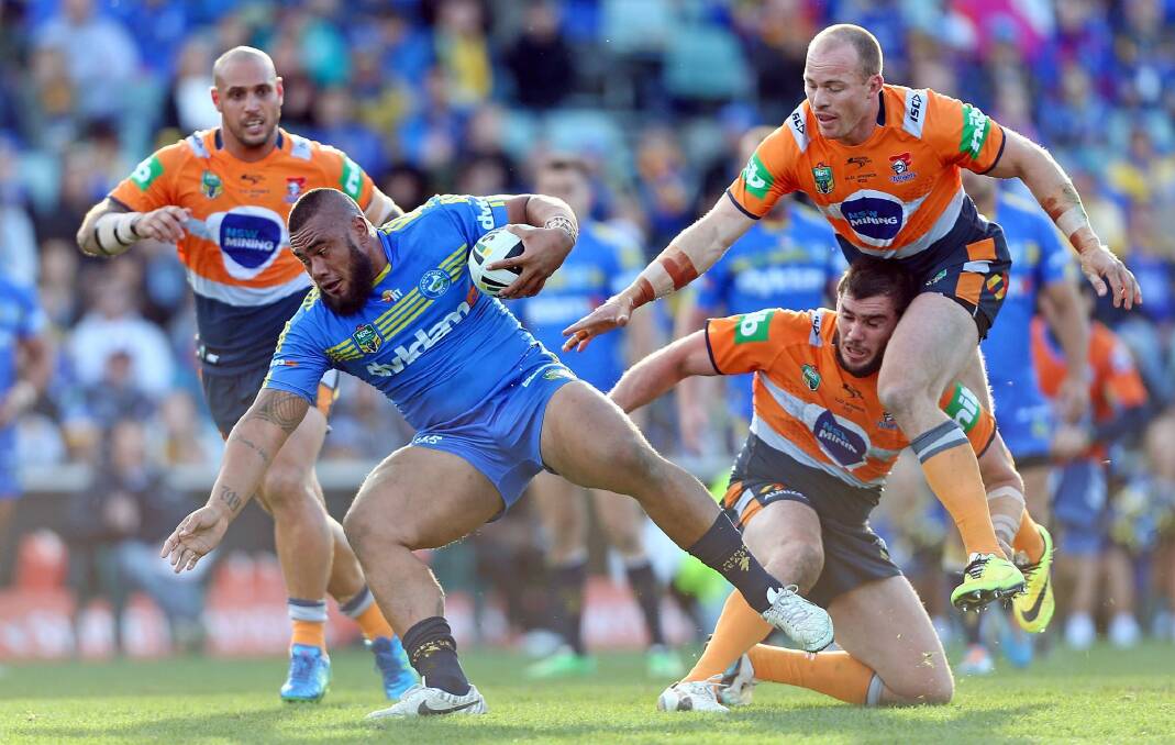 The Canberra Raiders are interested in Eels forward Junior Paulo, but he's likely to stay at Parramatta in 2016.  Photo: Renee McKay