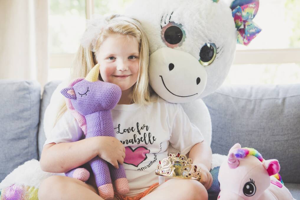 'I will miss her so much': seven-year-old Ellie De Landre-Line wrote books and poems, and sent a video every day to make friend Annabelle Potts smile. Photo: Jamila Toderas