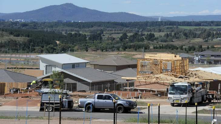 Construction in the suburb of Wright in the Molonglo Valley. Photo: Graham Tidy