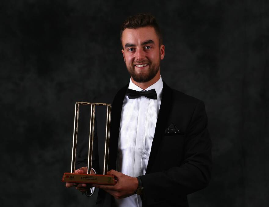 Rising star: Alex Ross won the Bradman Young Cricketer of the Year award at the 2016 Allan Border Medal ceremony in January. Photo: Robert Cianflone