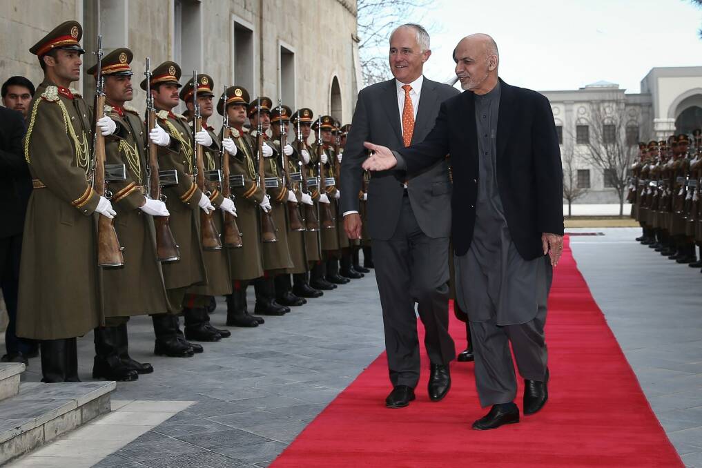 Mr Turnbull is welcomed Dr Ghani. Photo: Alex Ellinghausen