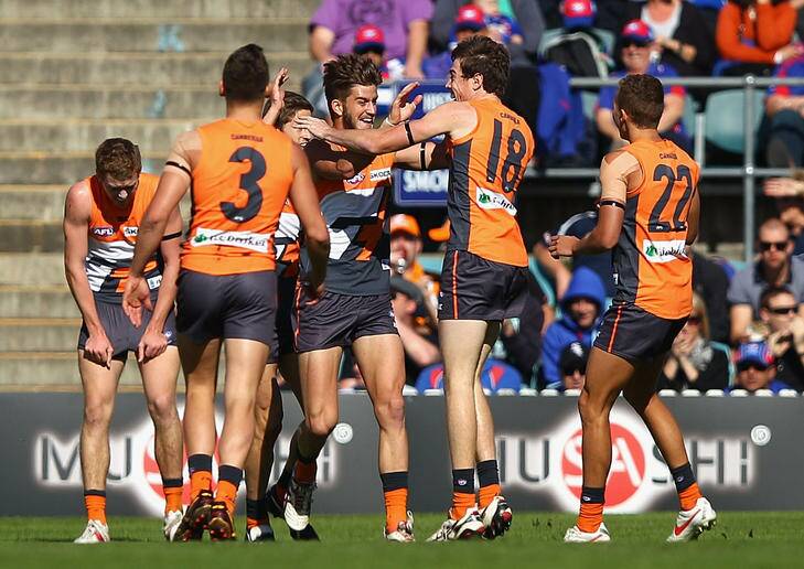 The Giants will be back at Manuka Oval this weekend, looking for their first AFL win. Photo: Ryan Pierse