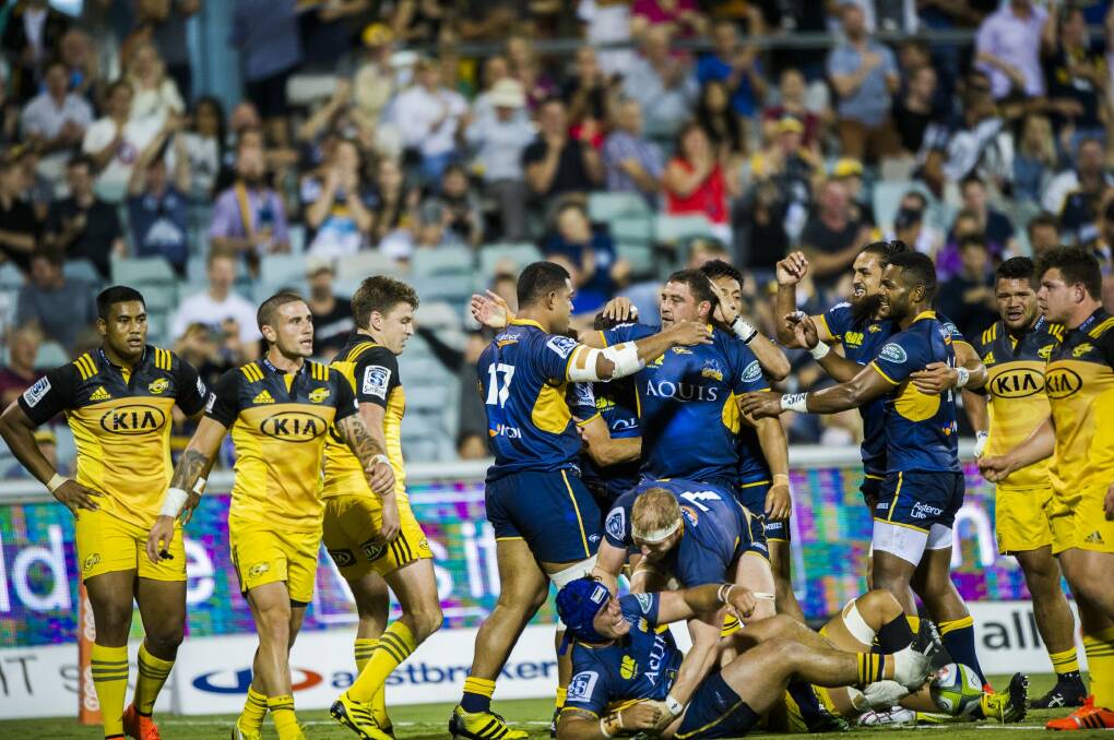 The Brumbies hope they can lure a big crowd to Canberra Stadium for a derby against the Waratahs. Photo: Rohan Thomson