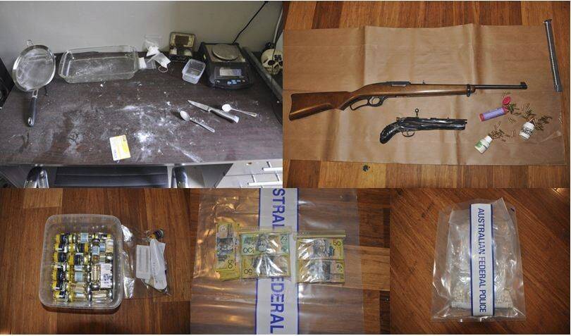 Drugs, cash and firearms seized from a home in Wanniassa. Photo: ACT Police