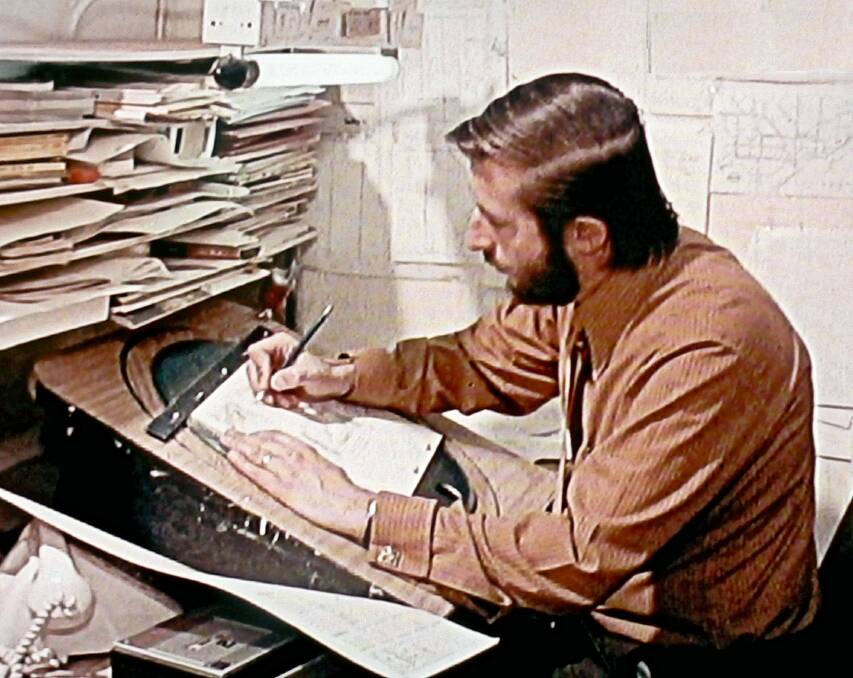 Cam Ford at his animation desk directing a sequence on Marco Polo Junior Versus the Red Dragon in 1971. Photo: supplied