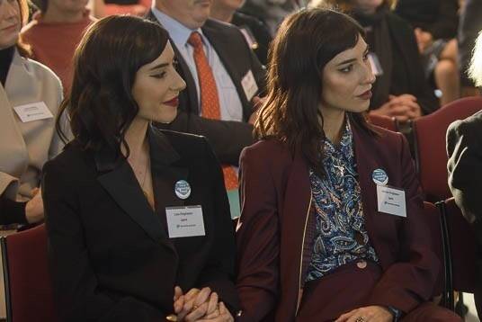 The Veronicas, Lisa (left) and Jessica,  supported each other during the Dementia Australia event at Parliament House. Photo: Supplied