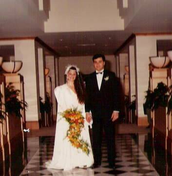 Peter and Sonia Karouzos, of Campbell, at the Hyatt Hotel in Canberra on July 30, 1988. They were the first couple to have their wedding reception at the hotel after it reopened. Photo: Supplied
