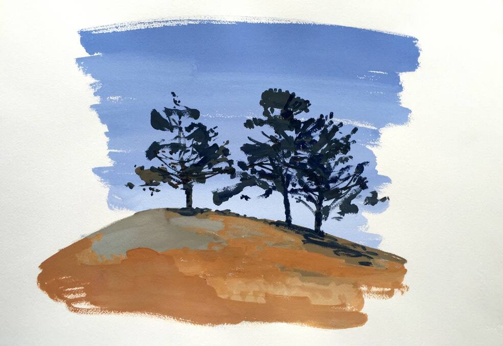 Andrew Sayers' Dairy Farmers Hill,  gouache on paper. Photo: Supplied