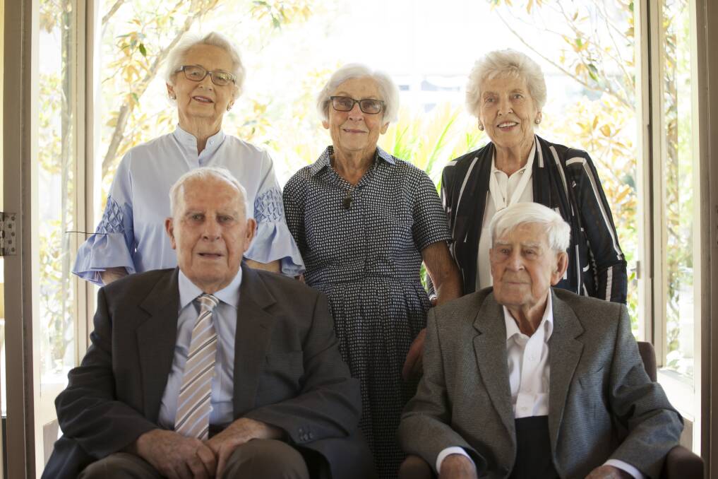 A proud Canberra family: John and David Cusack with (back l-r) David's wife Elizabeth, John and David's sister Joan Waldren and John's wife Marie.
 Photo: Supplied