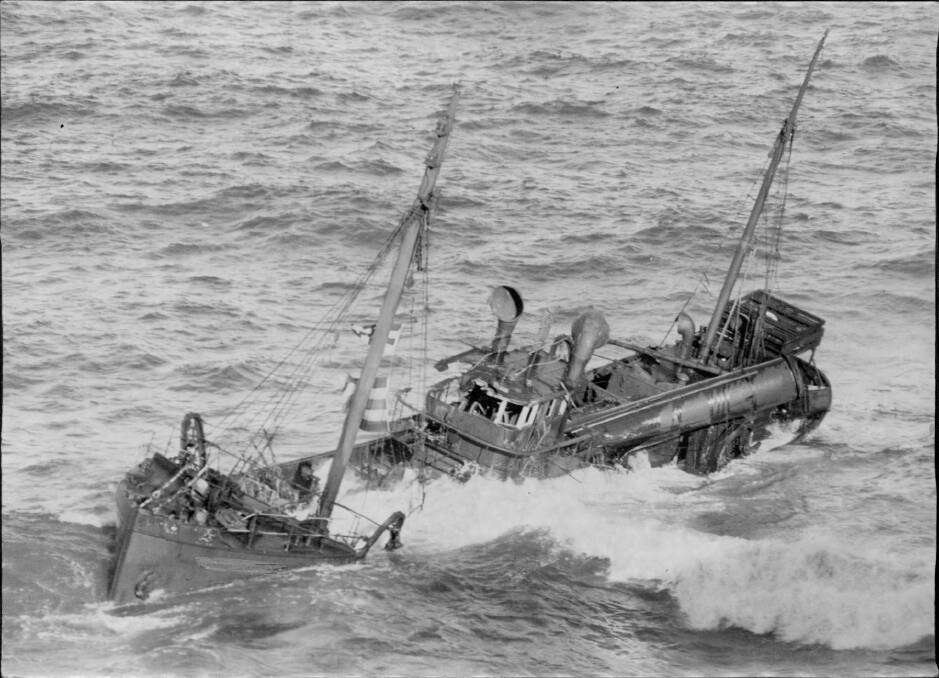 Trawler Dureenbee shelled by Japanese submarine on August 3, 1942. Picture: photographer unknown