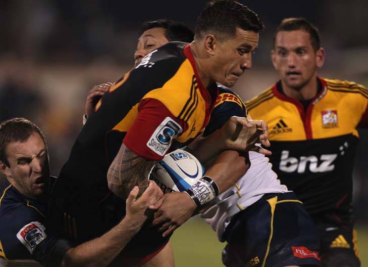 Chief destroyer ... All Blacks star Sonny Bill Williams was a constant threat for the Chiefs against the Brumbies at Bay Park Stadium on Friday night. Photo: Getty Images