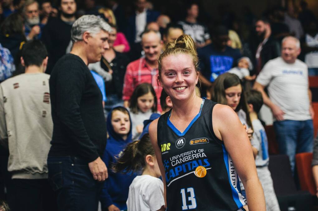 Abigail Wehrung was all smiles after a best-on-court performance for the Caps. Photo: Rohan Thomson