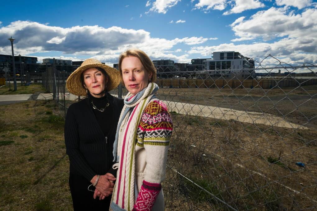 Kingston and Barton Residents' Group members Janet Hughes and Nancy Waites are concerned about the lack of consultation over a plan for a six story apartment block on the Peninsular. Photo: Dion Georgopoulos