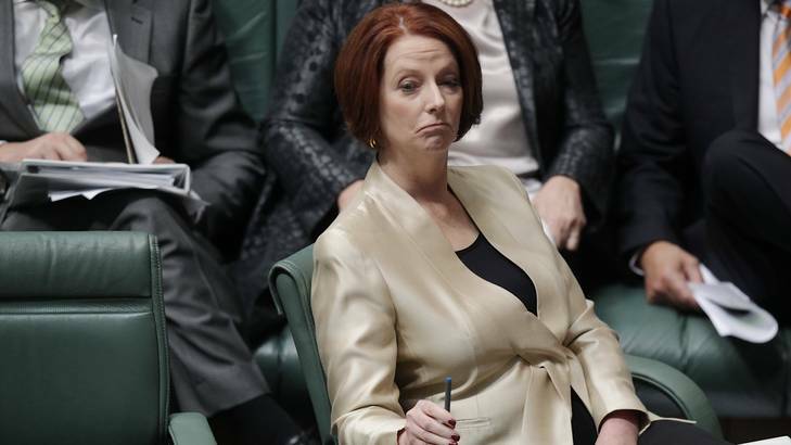Prime Minister Julia Gillard during Question Time yesterday. This week’s polls also showed a rise in personal support for Julia Gillard and a fall for Tony Abbott. Photo: Alex Ellinghausen