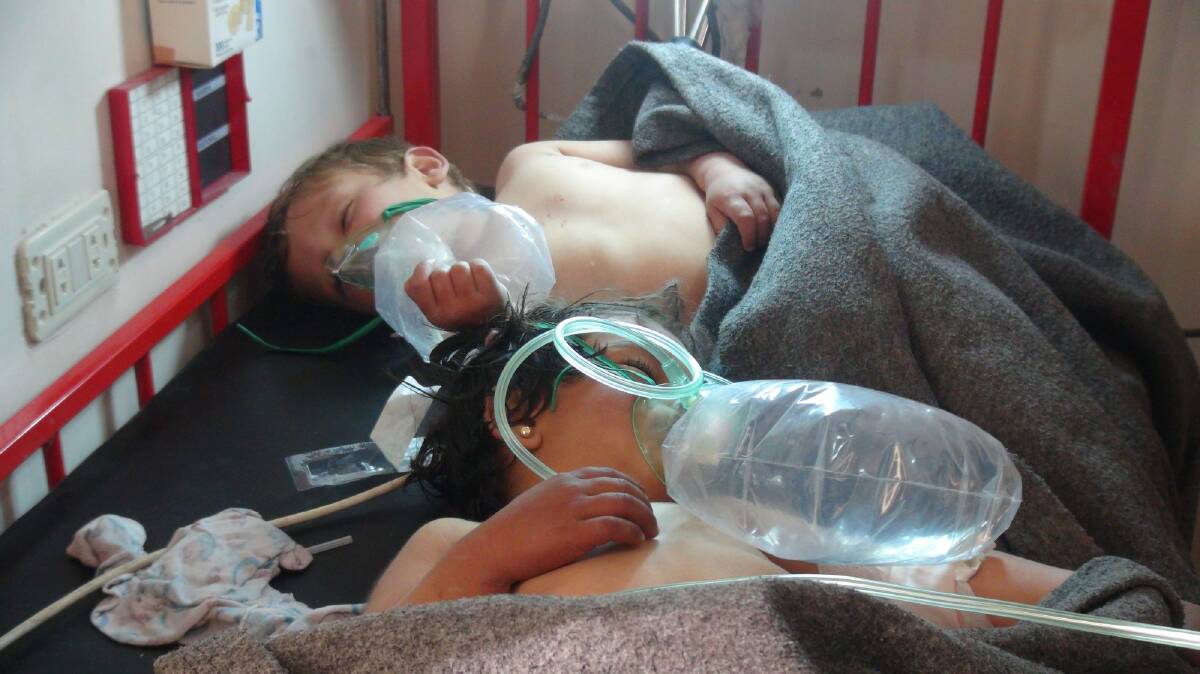 Young victims of the suspected chemical attack are treated in hospital. Photo: Getty Images