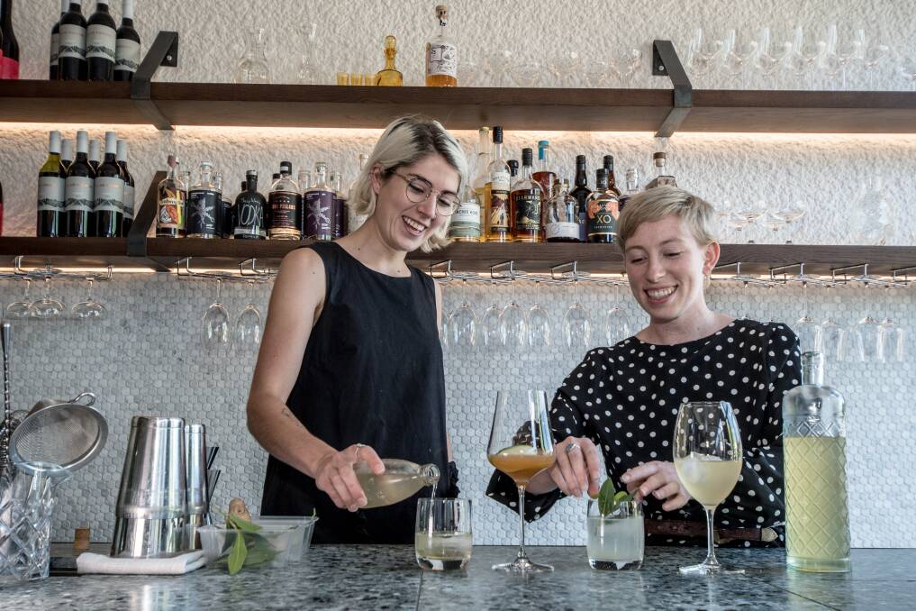 Caitlin Baker, left, and Dash Rumble at Pilot restaurant. Photo: Karleen Minney