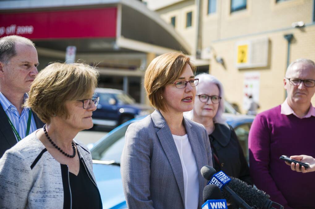 ACT Health Minister Meegan Fitzharris announcing an independent review into the ACT public health system. Photo: Dion Georgopoulos
