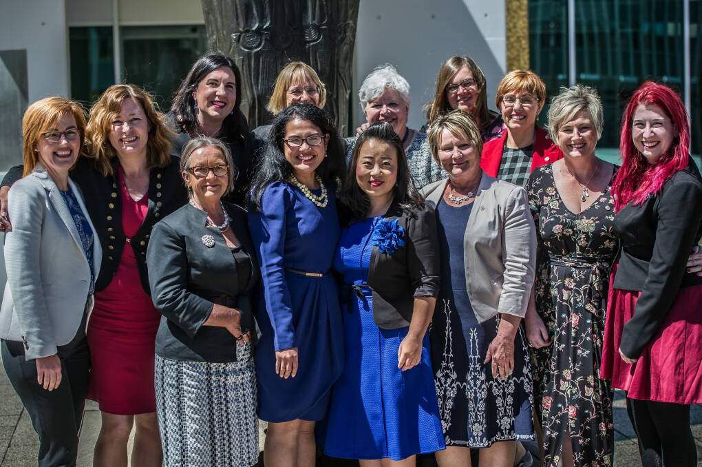 The 13 women sworn in to the Legislative Assembly on Monday represent Australia's first ever female parliamentary majority. Photo: Karleen Minney