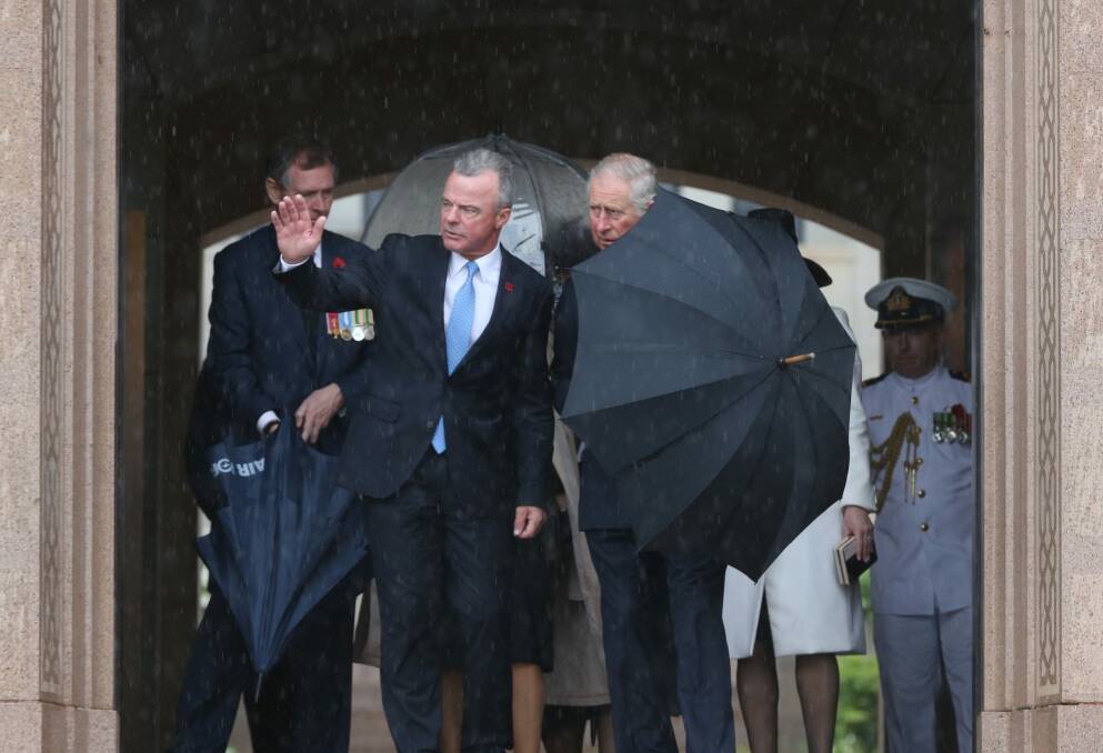 Brendan Nelson with Prince Charles at the Remembrance Day National Ceremony at the Australian War Memorial in Canberra in November 2015 Photo: Andrew Meares