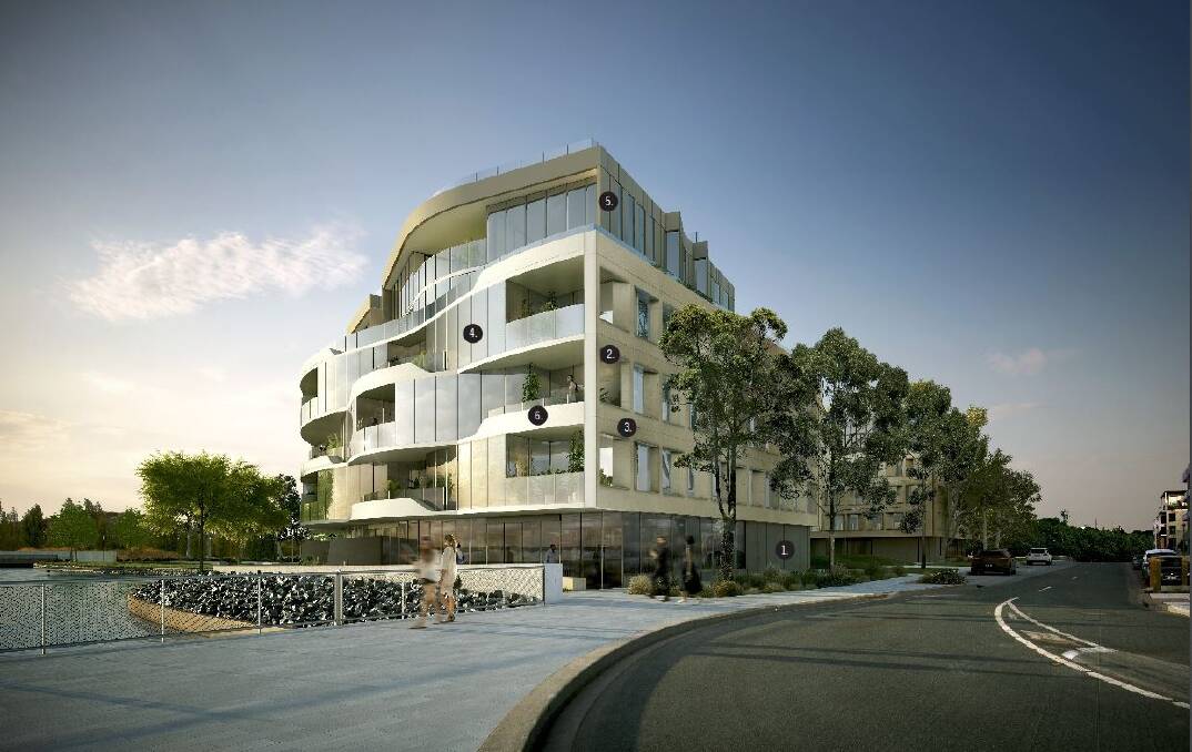 An artists impression of a six-storey mixed commercial and residential development planned for one of Kingston foreshore's prime waterfront spots.  Photo: Supplied 