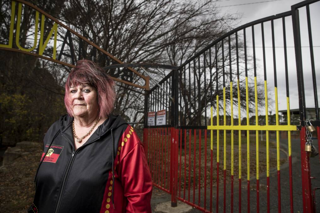 Julie Tongs spoke out in June 2018 about her anger over the ACT government's plans for Boomanulla Oval. Photo: Jamila Toderas. 