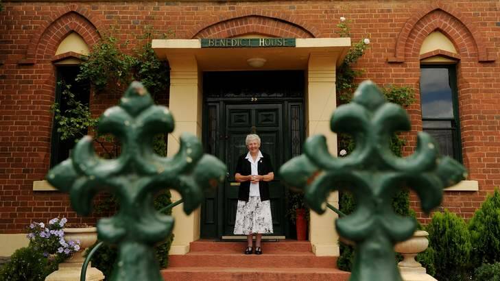 Sister Joy Mary Edwards in front of Benedict House. Photo: Colleen Petch