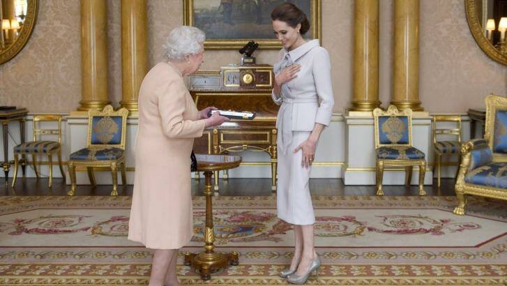 Jolie received the honorary damehood for services to UK foreign policy and the campaign to end sexual violence in war zones. Photo: Getty Images