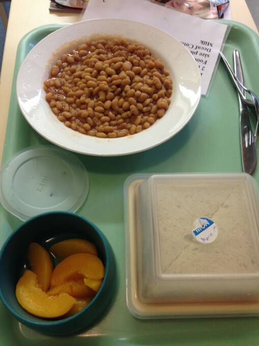 Highly processed: A typical dinner at the nursing home. Photo: Supplied