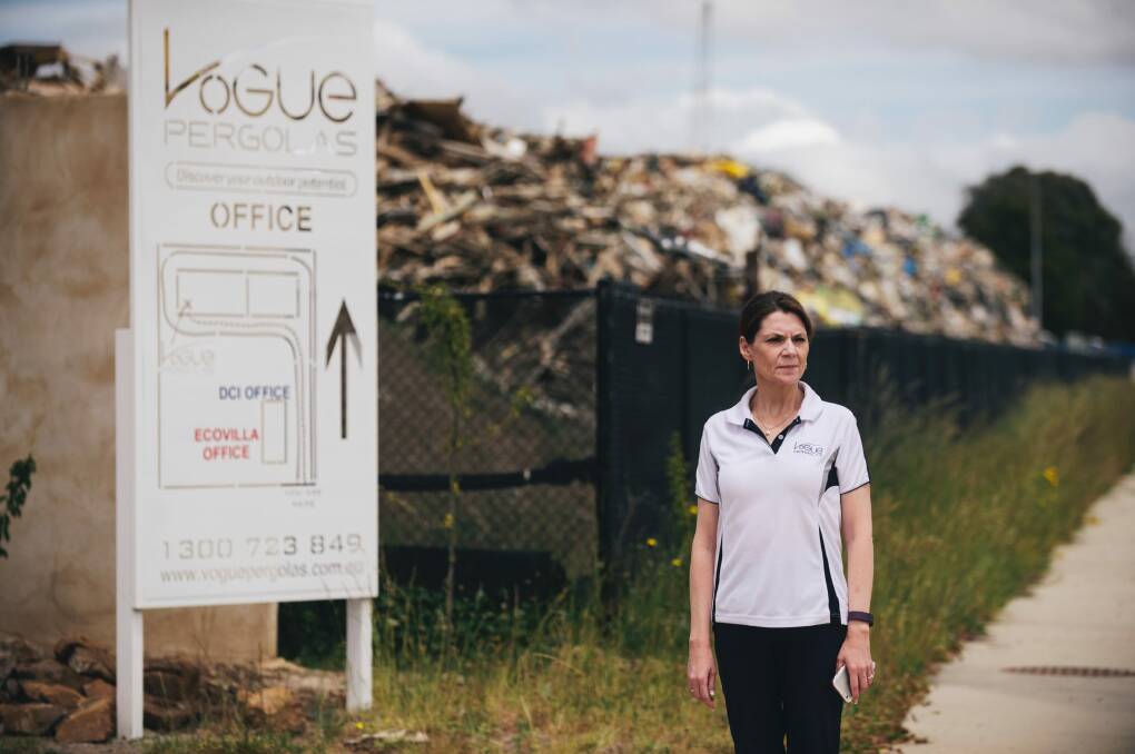 Vogue Pergolas' Marina Dempsey says the rubbish had caused land values to decrease and business to decline. Photo: Rohan Thomson