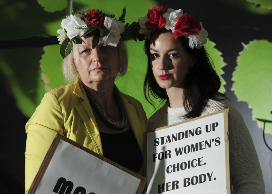 Canberra Polish women denounce a proposal to tighten already strict abortion laws. Mother and daughter, Dana, left and Patricia Olejniczak. Photo: Graham Tidy