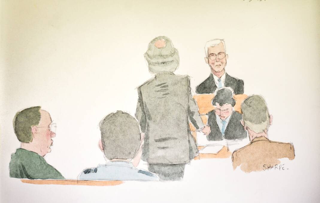 A sketch of David Eastman's first trial. Photo: Ian Sharpe