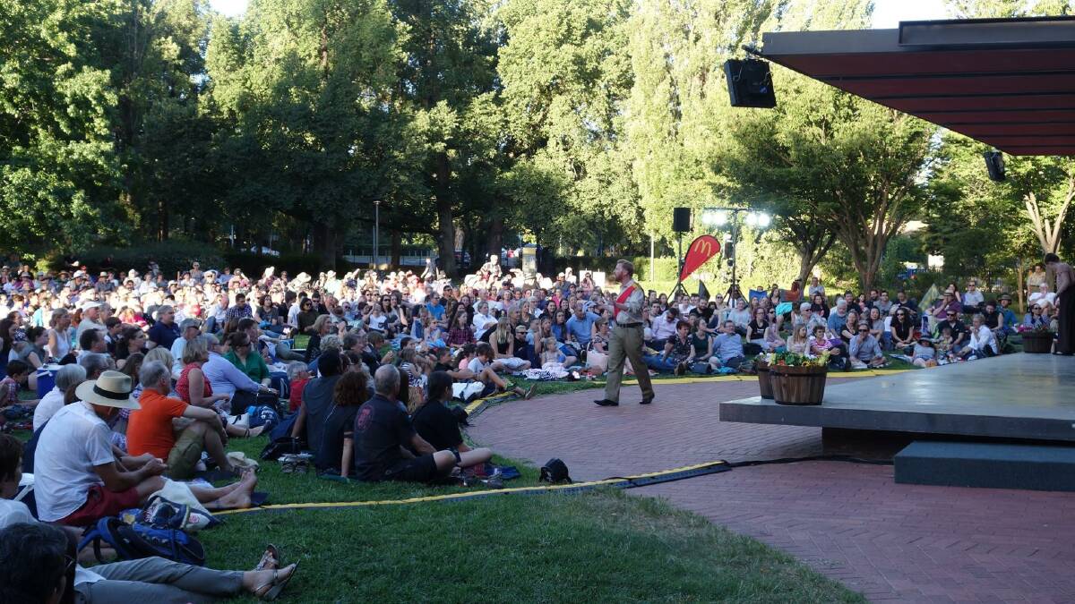 The third night of Shakespeare by the Lake's <i>Much Ado About Nothing</i> at Glebe Park in 2018. Photo: Supplied