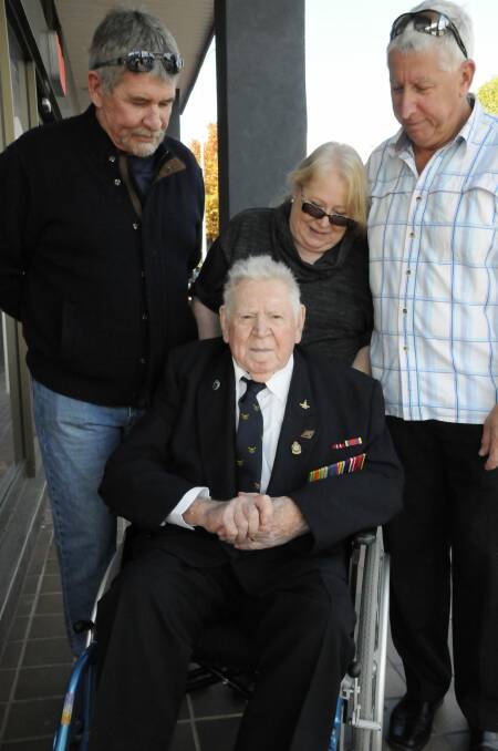 Veteran George McAulay, surrounded by family. Photo: Georgina Connery