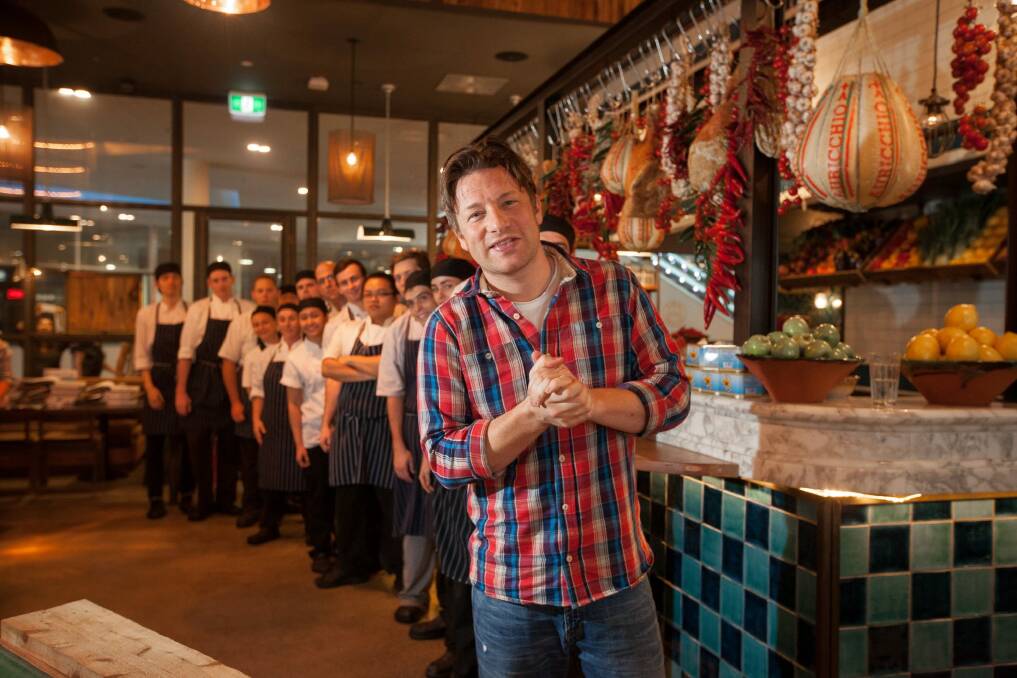 Chef Jamie Oliver at one of his Australian restaurants in 2014.  Photo: Katherine Griffiths