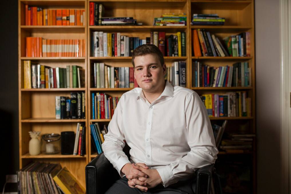 Kieran Heid is a Gungahlin College student who has received a main round offer to study Bachelor of Laws at the University of Canberra.  Photo: Jamila Toderas